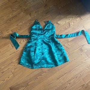Spaghetti strap forest green dress